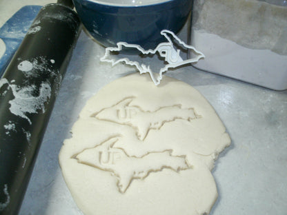 Michigan Upper Peninsula UP Initials In Outline Cookie Cutter Made In USA PR998