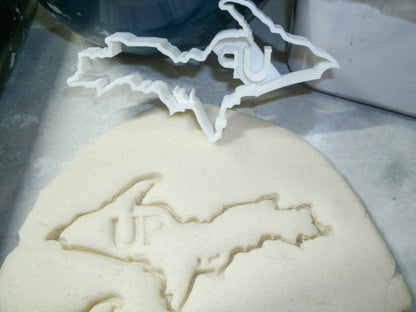 Michigan Upper Peninsula UP Initials In Outline Cookie Cutter Made In USA PR998