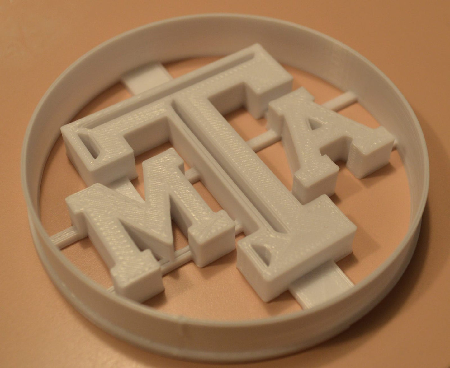 Texas A&M University Imprint in Circle Sports Cookie Cutter Made In USA PR2632