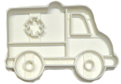 6x Ambulance Vehicle Fondant Cutter Cupcake Topper 1.75 IN USA FD2605