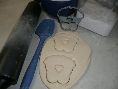 Baby Feet With Heart Gender Reveal Shower Cookie Cutter Made In USA PR2520