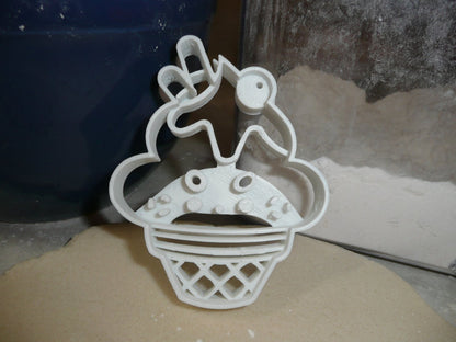 Ice Cream Sundae Cute Face Summer Treat Cookie Cutter Made In USA PR2365
