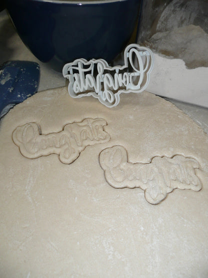 Congrats Congratulations Word Fancy Font Cookie Cutter Made In USA PR2515