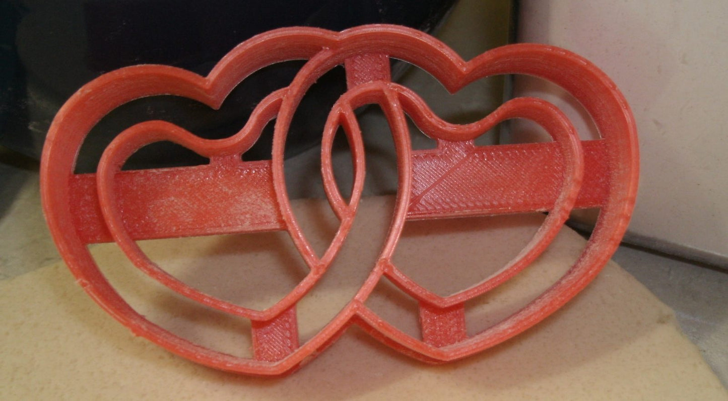 Linked Hearts Valentine Engagement Wedding Cookie Cutter Made In USA PR2589