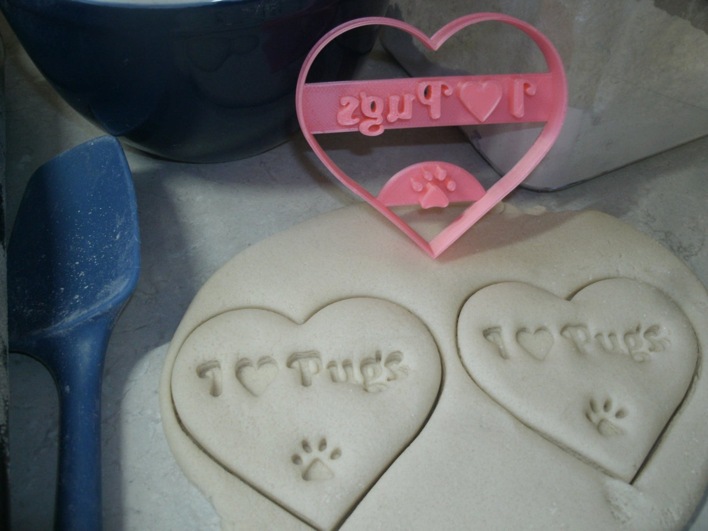 I Love Pugs In Heart Shape Pet Animal Cookie Cutter Made In USA PR2370
