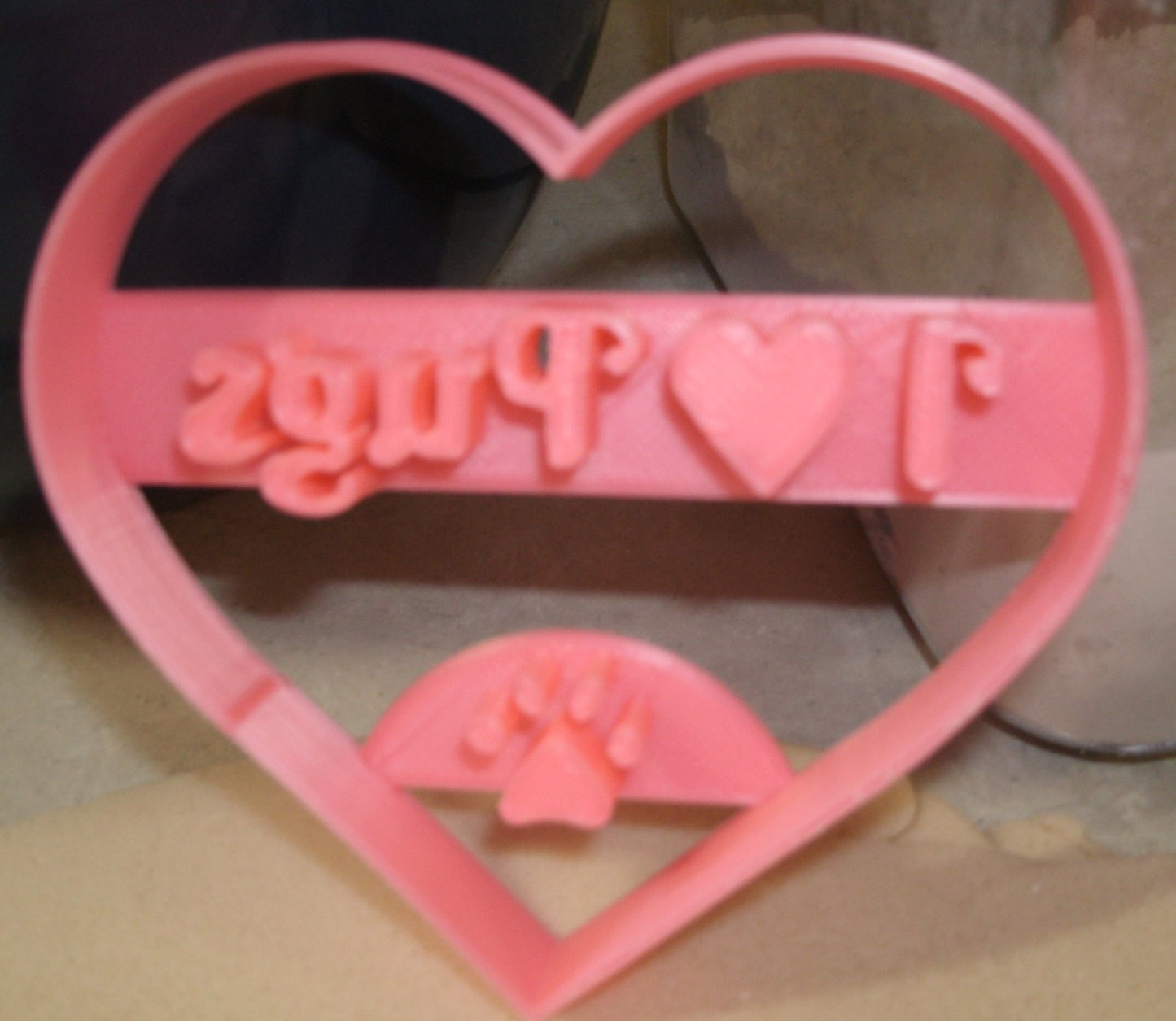 I Love Pugs In Heart Shape Pet Animal Cookie Cutter Made In USA PR2370