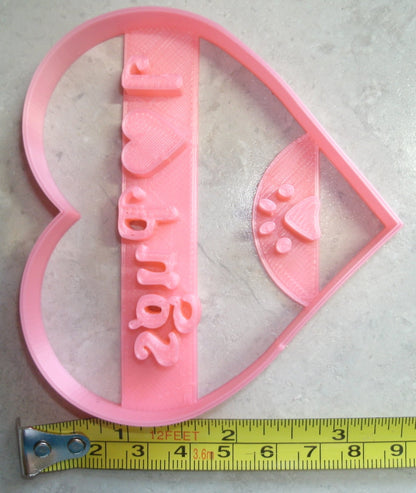 I Love Pugs In Heart Shape Pet Animal Cookie Cutter Made In USA PR2370