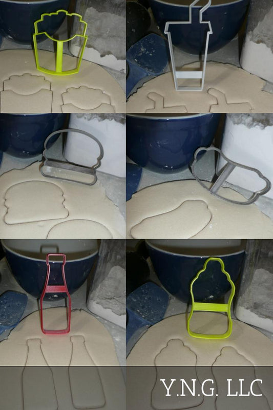 Fast Food Drive Thru Restaurant Foods Set Of 6 Cookie Cutters USA PR1362