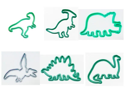 Dino Outlines Cartoon Style Dinosaurs Set Of 6 Cookie Cutters USA PR1427