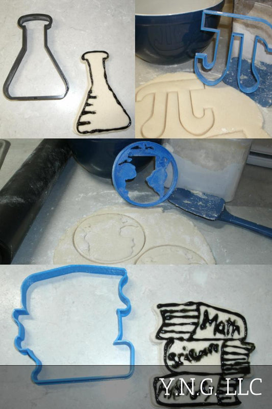 Back To School Books Globe Chemistry Pi Set of 4 Cookie Cutters USA PR1039