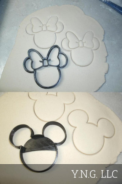 Mickey and Minnie Mouse Head Ear Outlines Set Of 2 Cookie Cutters USA PR1017