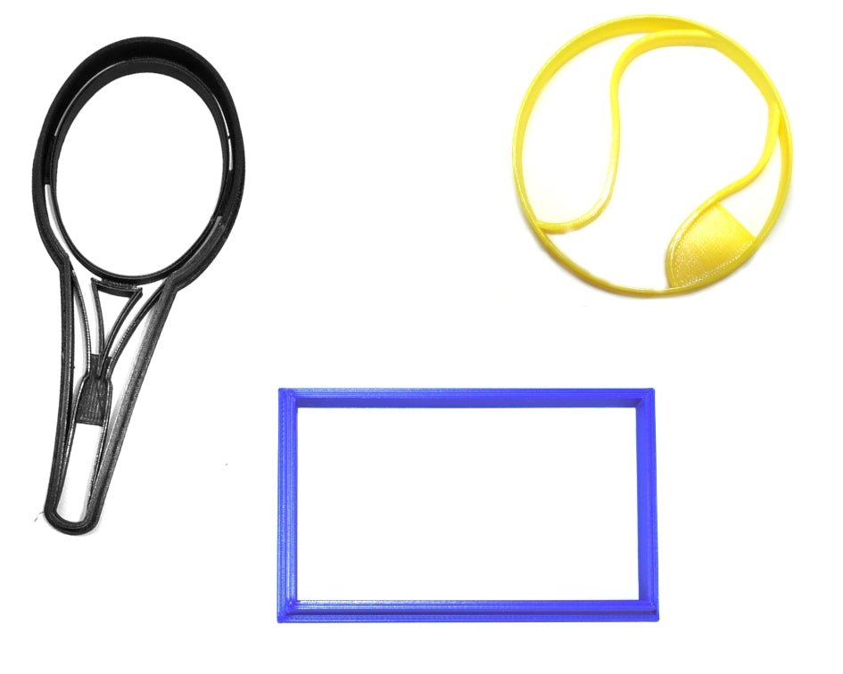 Tennis Ball Racket Court Sport Athletics Set Of 3 Cookie Cutters USA PR1373