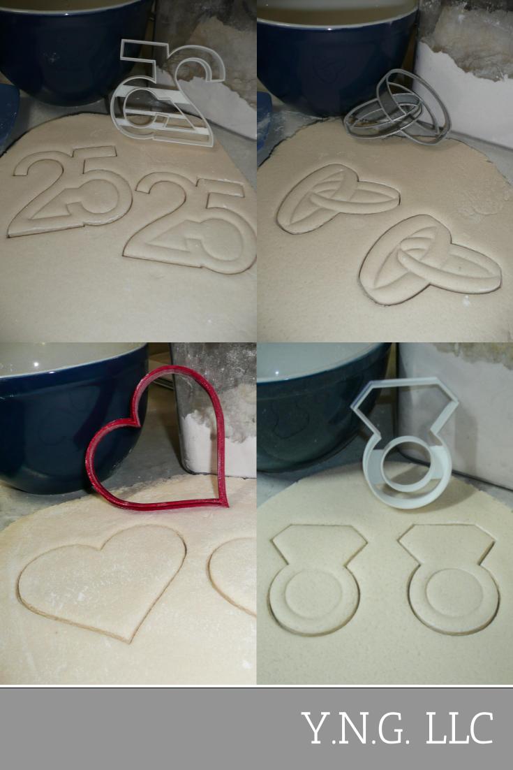 25th Wedding Marriage Anniversary Vow Renewal Set Of 4 Cookie Cutters USA PR1330