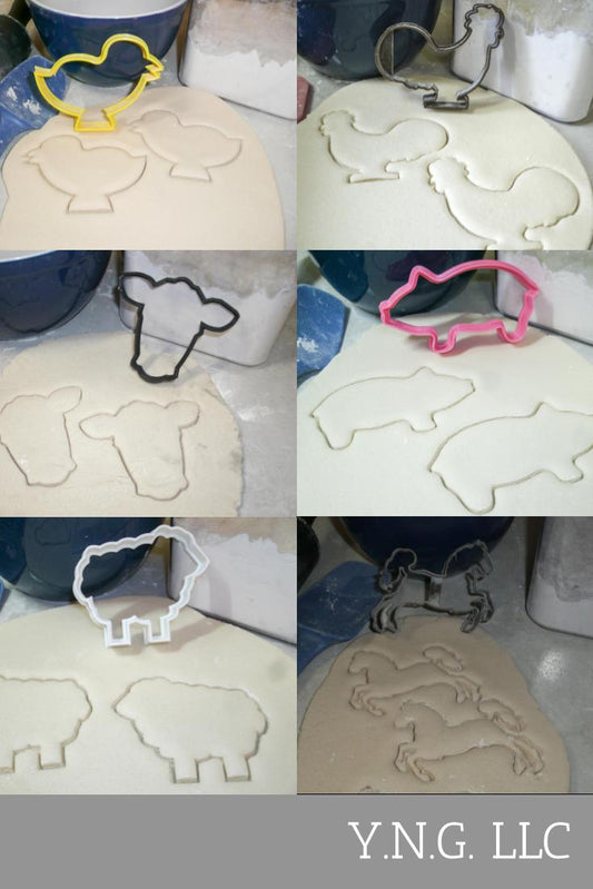 Farm Ranch Animals Pig Cow Chick Lamb Horse Set Of 6 Cookie Cutters USA PR1108