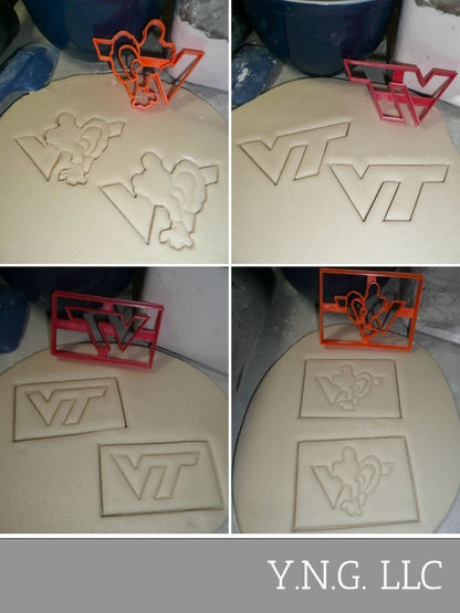 Virginia Tech University VT Hokies Set of 4 Cookie Cutters Made in USA PR1521