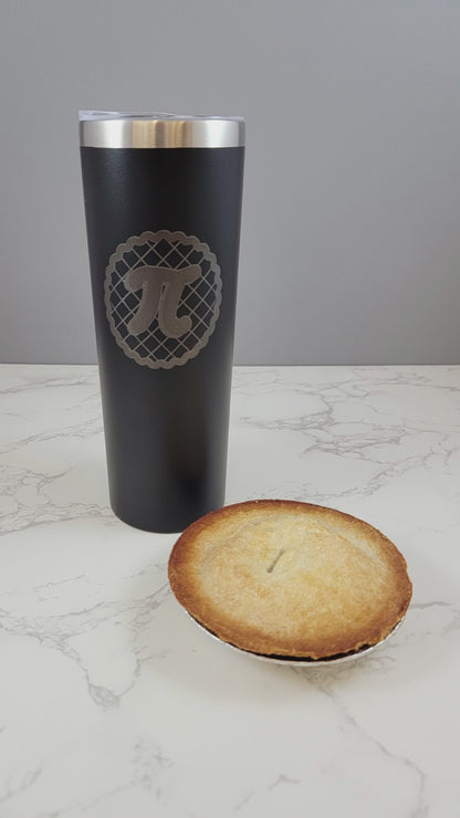 Pi Math Symbol on Baked Pie Black 20oz Skinny Tumbler LA5075