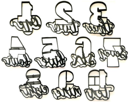 Numbers With Fancy Words 1 One Through Ten Set of 10 Cookie Cutters USA PR1157