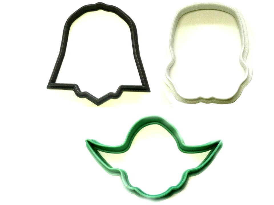 Star Wars Characters Face Helmet Outlines Set Of 3 Cookie Cutters USA PR1328