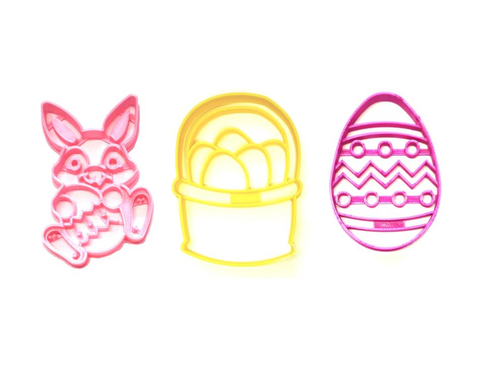 Easter Bunny Kit Detailed Rabbit Egg Basket Set Of 3 Cookie Cutters USA PR1530