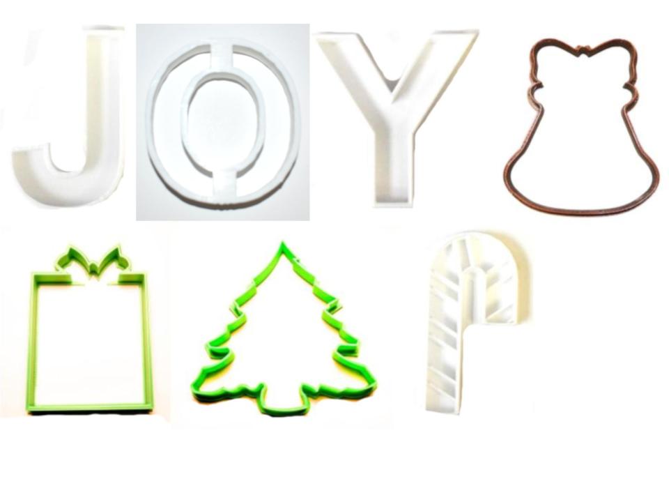 Joy J O Y Christmas Tree Holiday Winter Set Of 7 Cookie Cutters USA PR1190