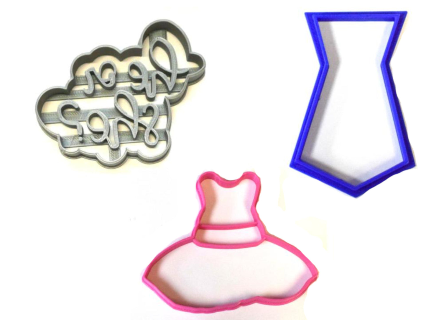 Ties Or Tutus Gender Reveal Baby Shower Set Of 3 Cookie Cutters USA PR1208