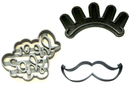 Staches Or Lashes Gender Reveal Baby Shower Set Of 3 Cookie Cutters USA PR1300