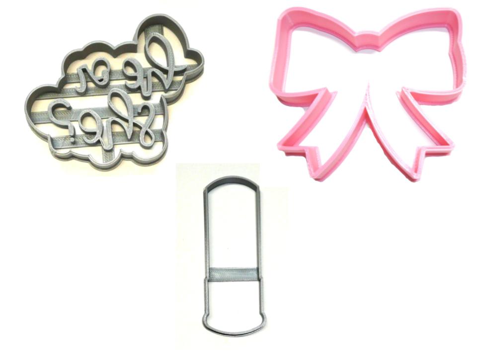 Bullets Or Bows Gender Reveal Baby Shower Set Of 3 Cookie Cutters USA PR1301