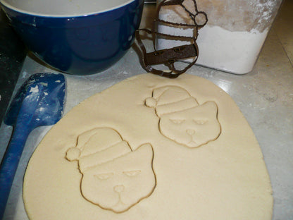 Santa Cat Kitty Wearing Hat Christmas Pet Holiday Cookie Cutter USA PR938