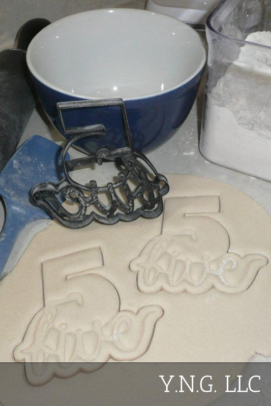 Number Five 5 With Word Birthday Anniversary Cookie Cutter USA PR2406