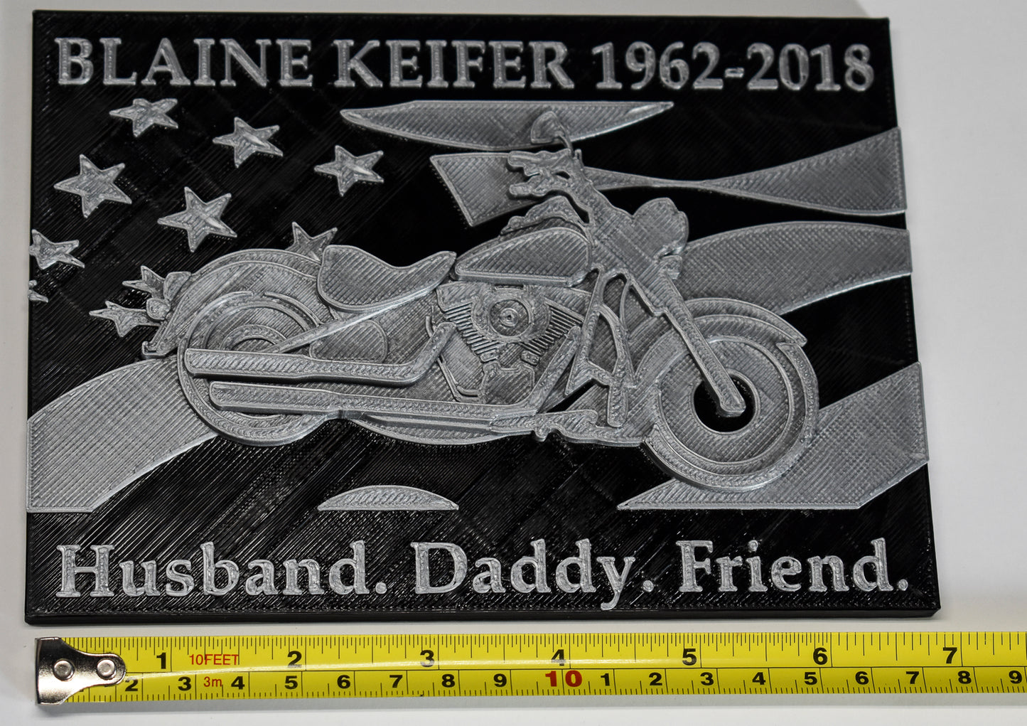 Motorcycle Flag Memorial Memory Wall Plaque Custom Color Made in USA PR961