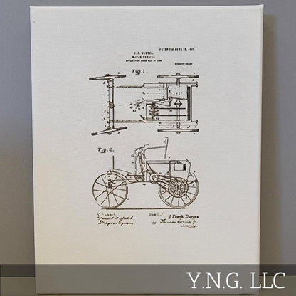 Motor Vehicle First Car Patent Sketch 8x10 Canvas Wall Art Hanging LA1003