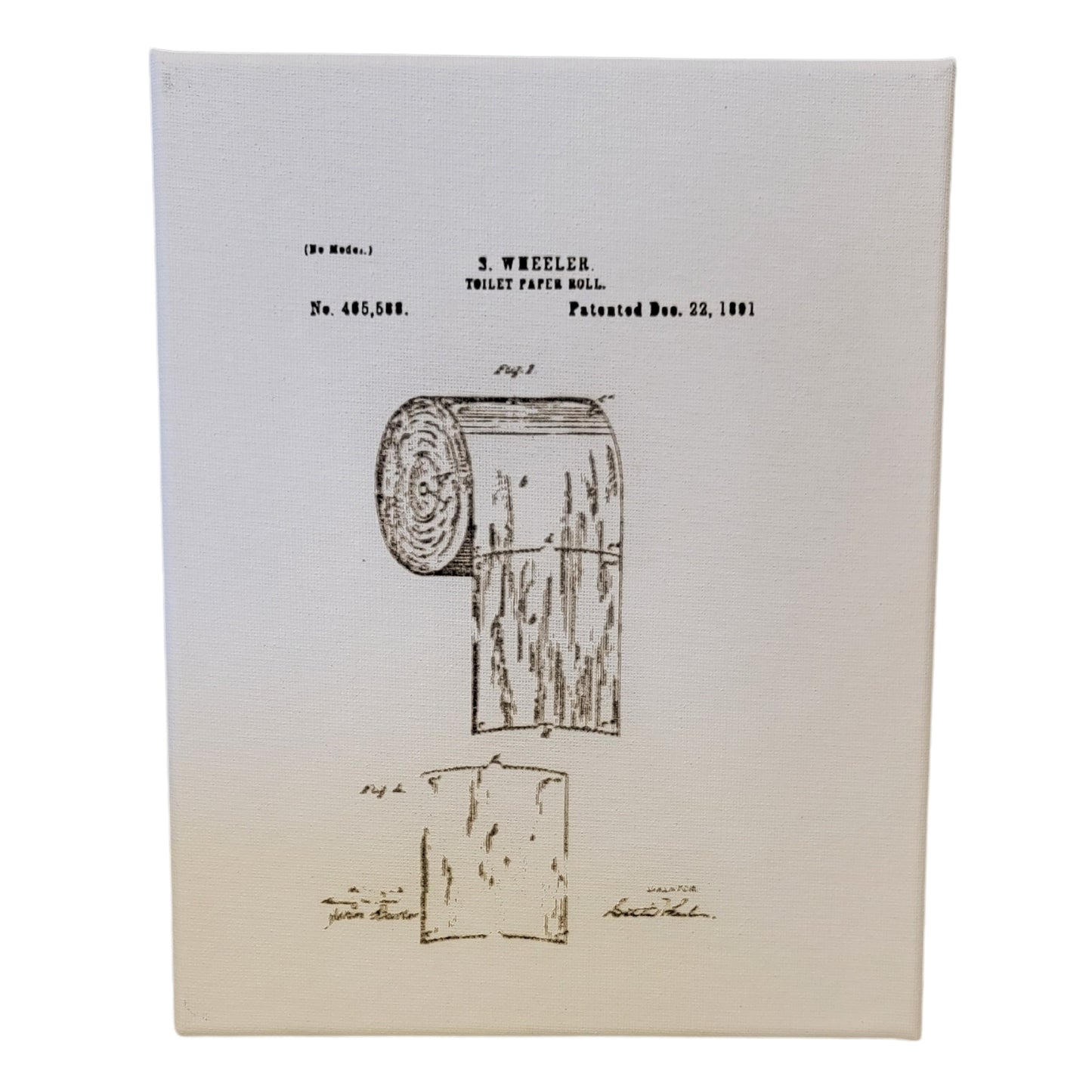 Toilet Paper TP Roll Patent Sketch 8x10 Canvas Wall Art Hanging LA1005