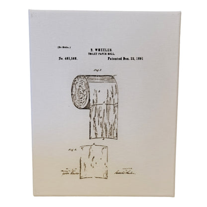 Toilet Paper TP Roll Patent Sketch 8x10 Canvas Wall Art Hanging LA1005