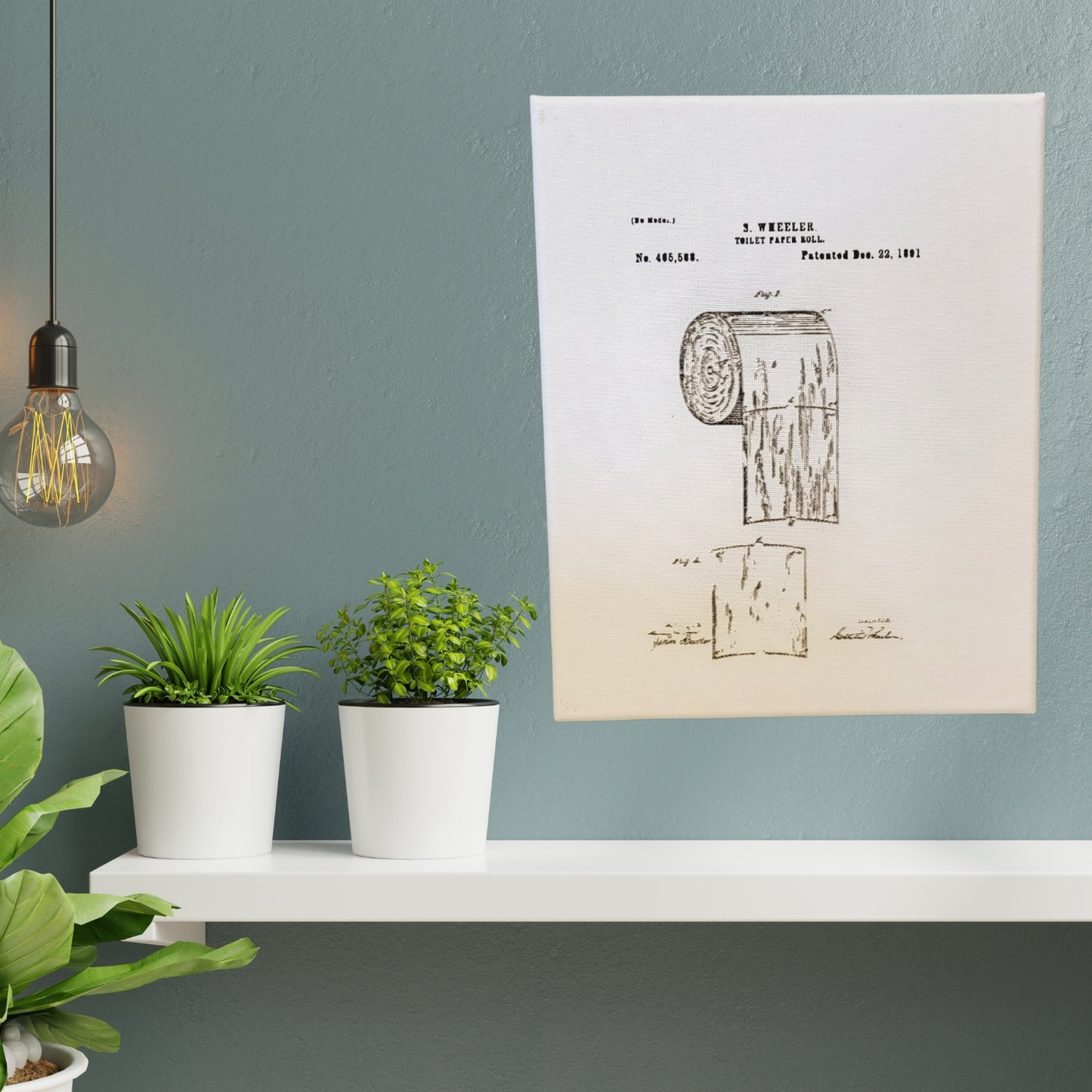 Toilet Paper TP Roll Patent Sketch 8x10 Canvas Wall Art Hanging LA1005