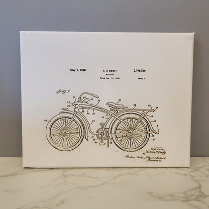 Bicycle 1940s Bike Patent Sketch 10x8 Canvas Wall Art Hanging LA1006