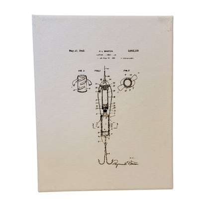 Electric Fishing Lure Patent Sketch 8x10 Canvas Wall Art Hanging LA1007