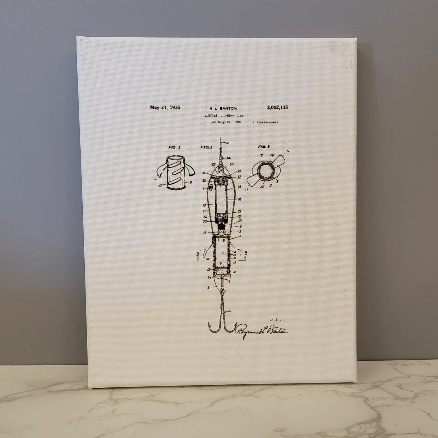 Electric Fishing Lure Patent Sketch 8x10 Canvas Wall Art Hanging LA1007