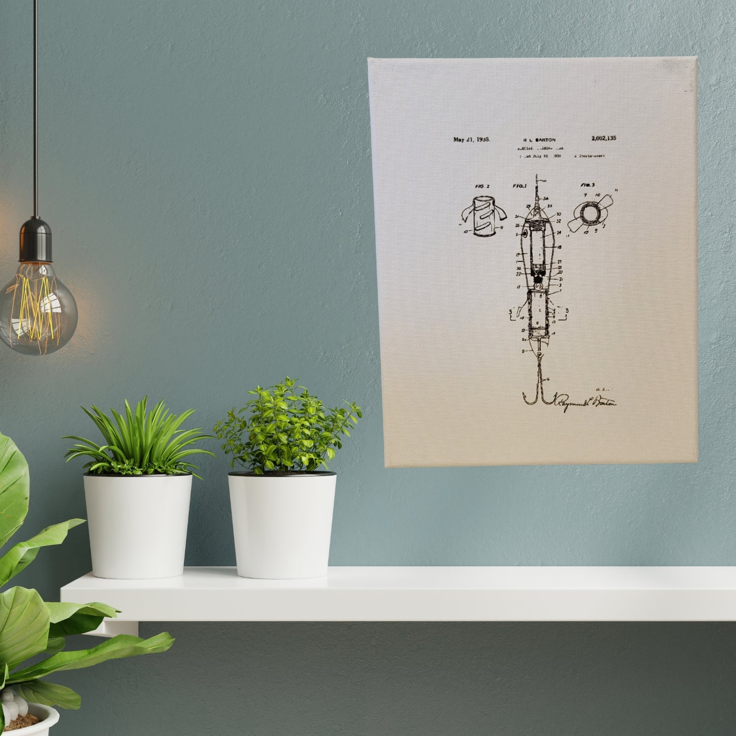 Electric Fishing Lure Patent Sketch 8x10 Canvas Wall Art Hanging LA1007