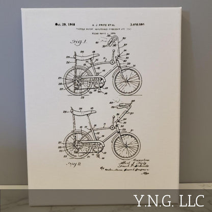 Bicycle Adjustable Seat Handlebars Patent 8x10 Canvas Wall Art Hanging LA1010