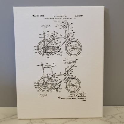 Bicycle Adjustable Seat Handlebars Patent 8x10 Canvas Wall Art Hanging LA1010