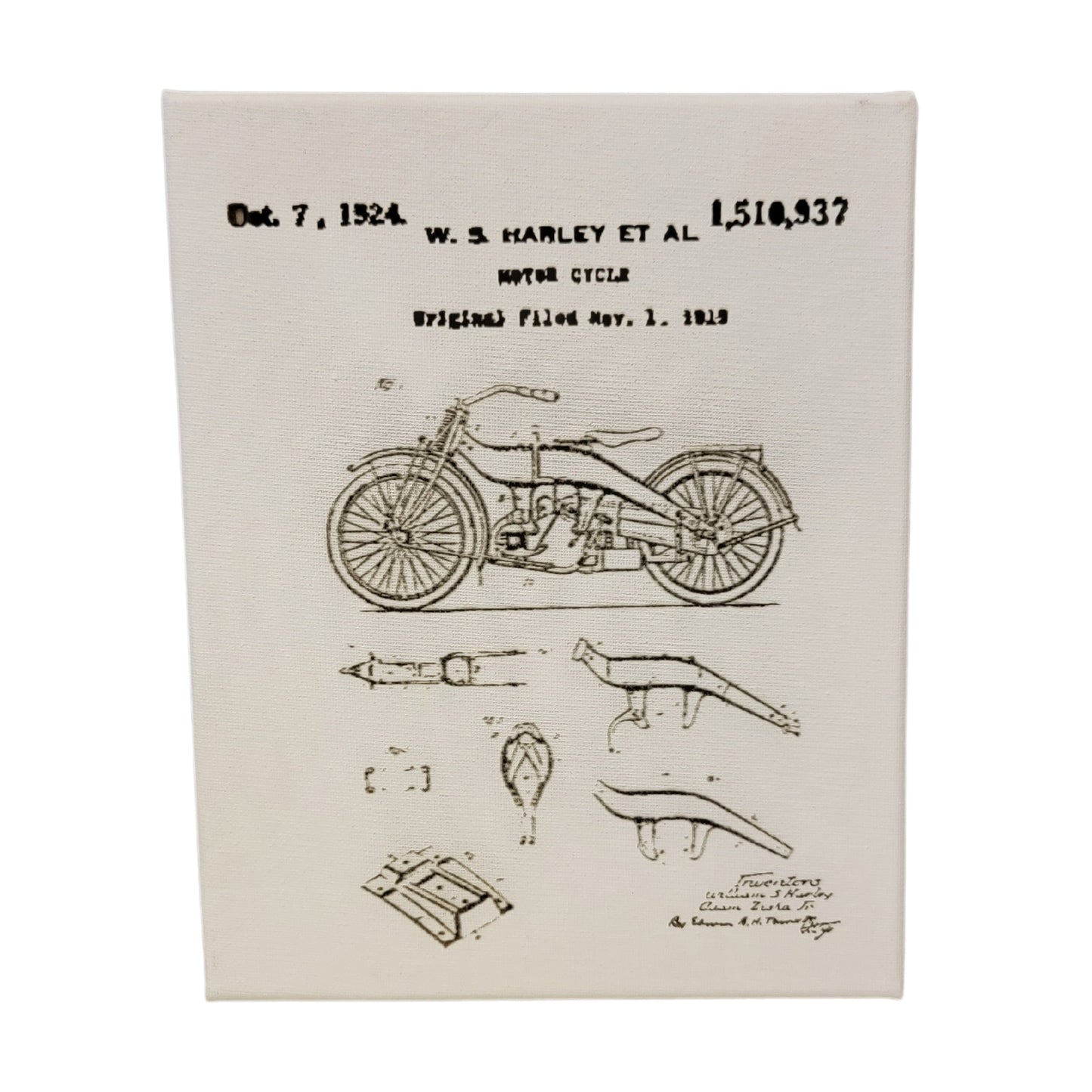 Harley Body Motorcycle Patent Sketch 8x10 Canvas Wall Art Hanging LA1011