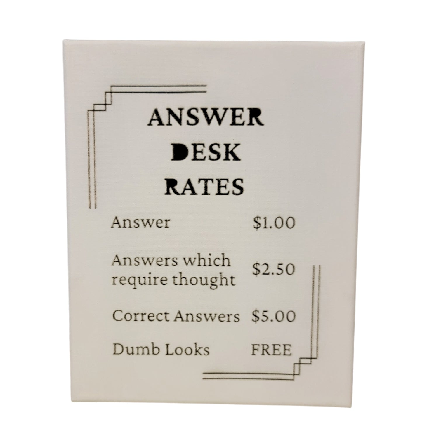 Answer Desk Rates Funny Office Sign 8x10 Canvas Wall Art Hanging LA1012