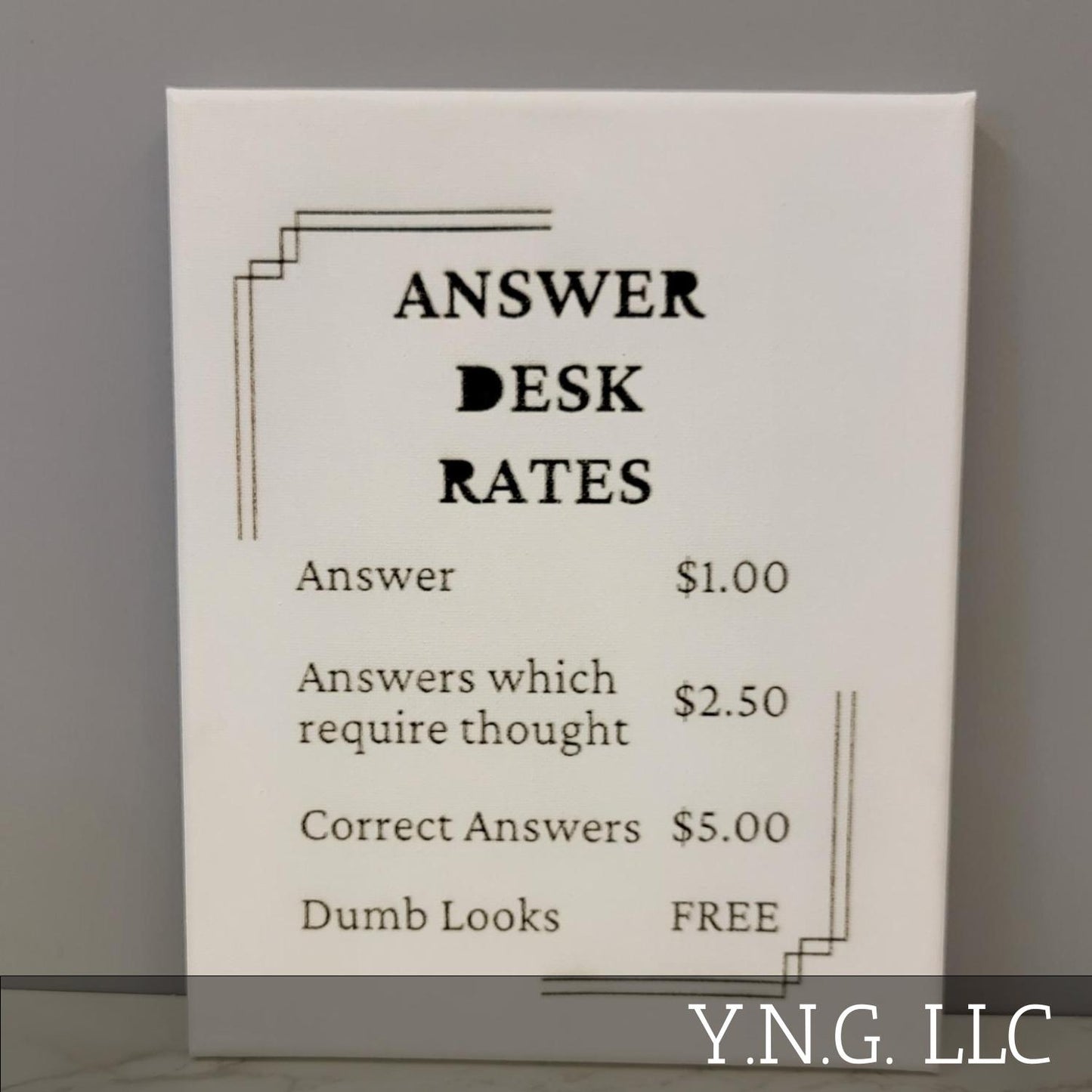 Answer Desk Rates Funny Office Sign 8x10 Canvas Wall Art Hanging LA1012