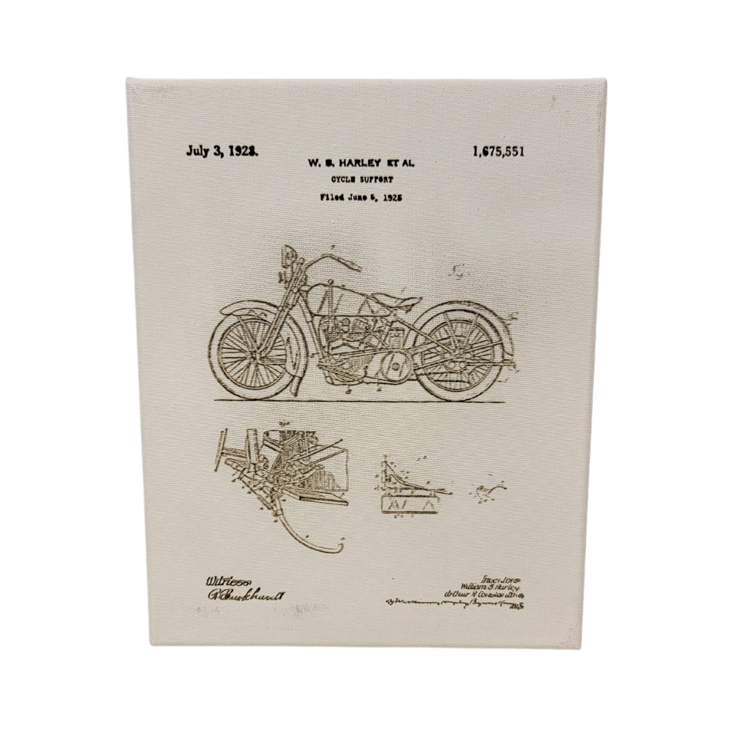 Harley Cycle Support Motorcycle Patent 8x10 Canvas Wall Art Hanging LA1013