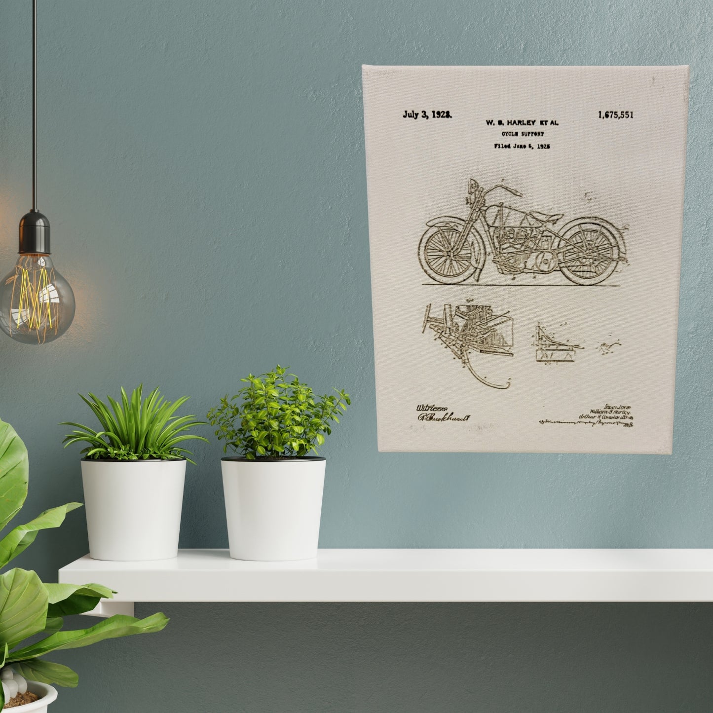 Harley Cycle Support Motorcycle Patent 8x10 Canvas Wall Art Hanging LA1013