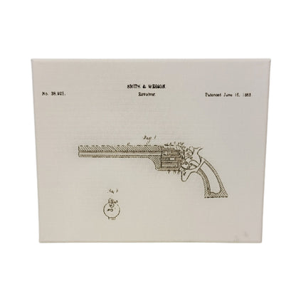 Smith and Wesson Revolver 1863 Patent 10x8 Canvas Wall Art Hanging LA1014