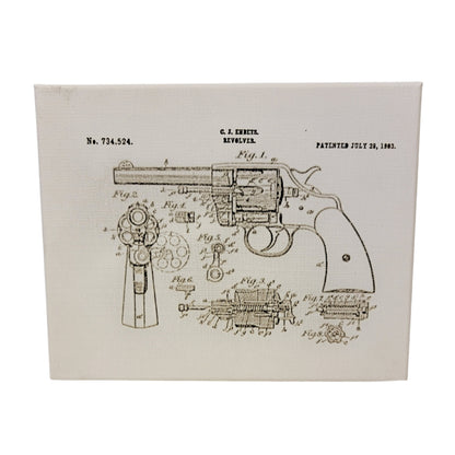 Colt Revolver 1903 Patent Sketch 10x8 Canvas Wall Art Hanging LA1015