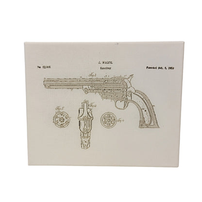 Walch 12 Shot Revolver 1859 Patent Sketch 10x8 Canvas Wall Art Hanging LA1016