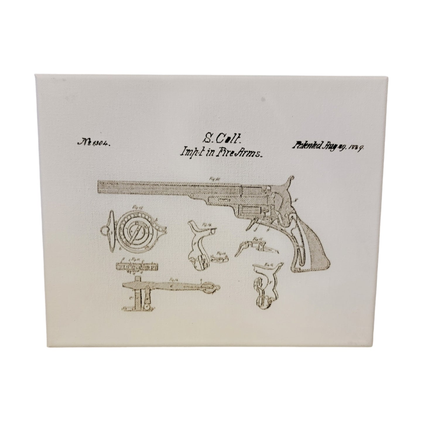 Colt Swing Out Cylinder Revolver 1889 Patent 10x8 Canvas Wall Art Hanging LA1017