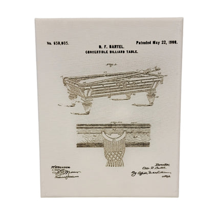 Billiard Table Pool Game Patent Sketch 8x10 Canvas Wall Art Hanging LA1027